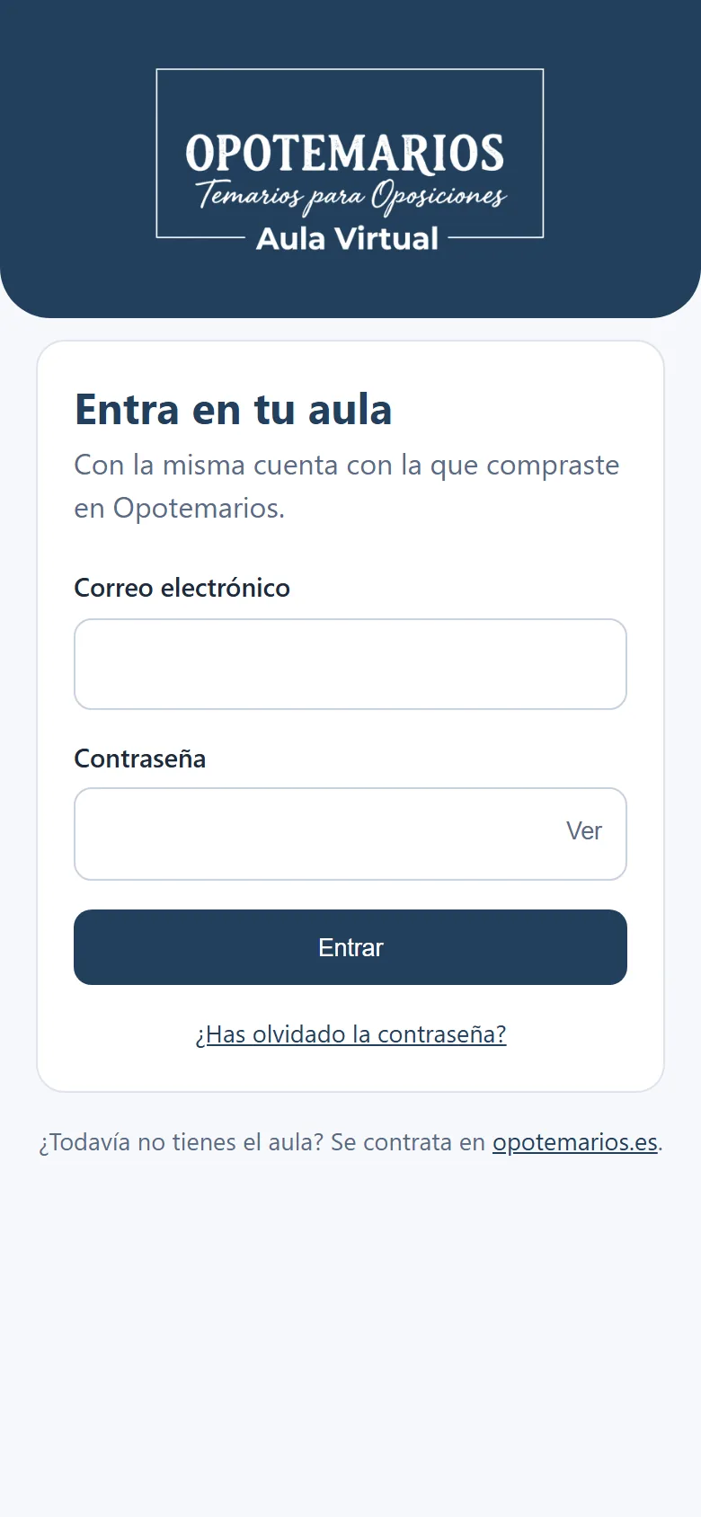 La app del Aula Virtual: Entras con tu cuenta