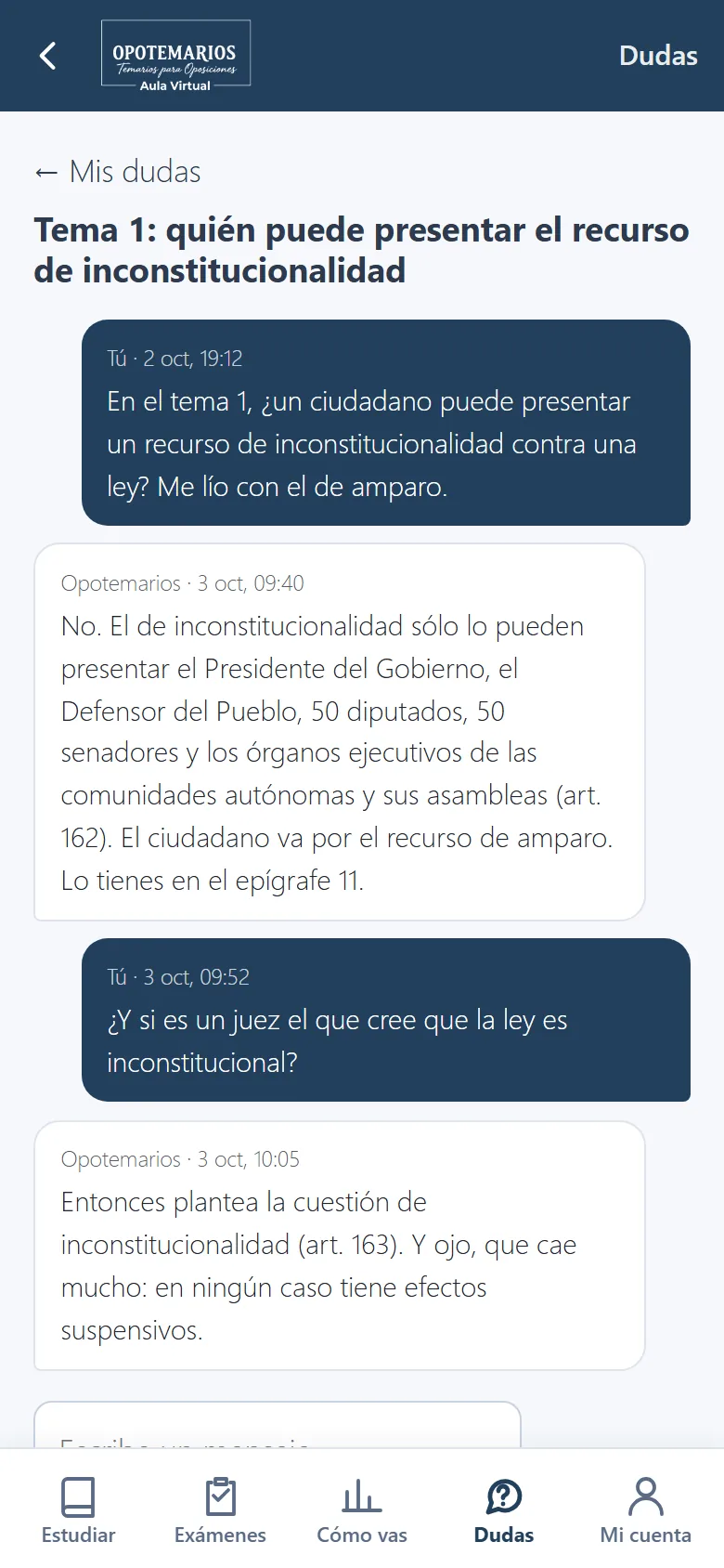 La app del Aula Virtual: Dudas