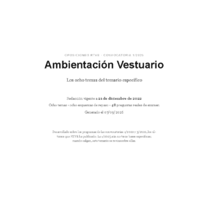 Ambientación Vestuario · Temario específico