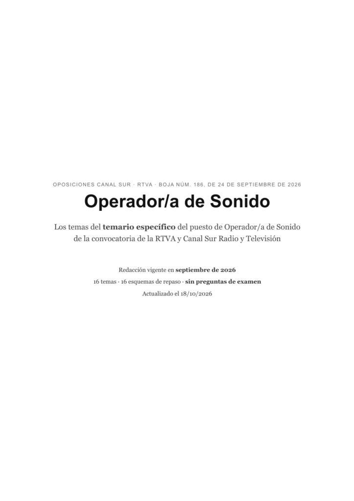 Portada del temario específico de Canal Sur
