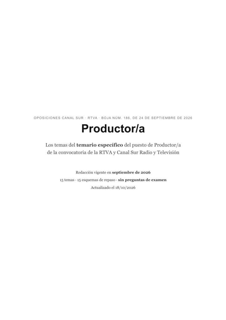 Portada del temario específico de Canal Sur