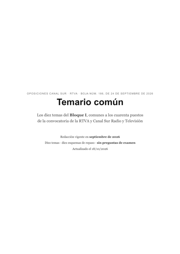 Portada del temario común de las oposiciones de Canal Sur