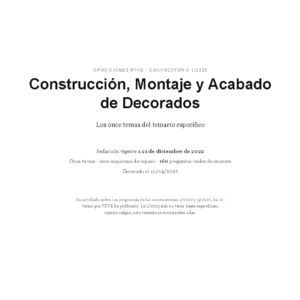 Portada del temario de Construcción, Montaje y Acabado de Decorados para las oposiciones de RTVE