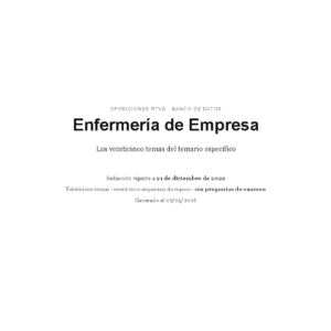 Enfermería de Empresa · Temario específico