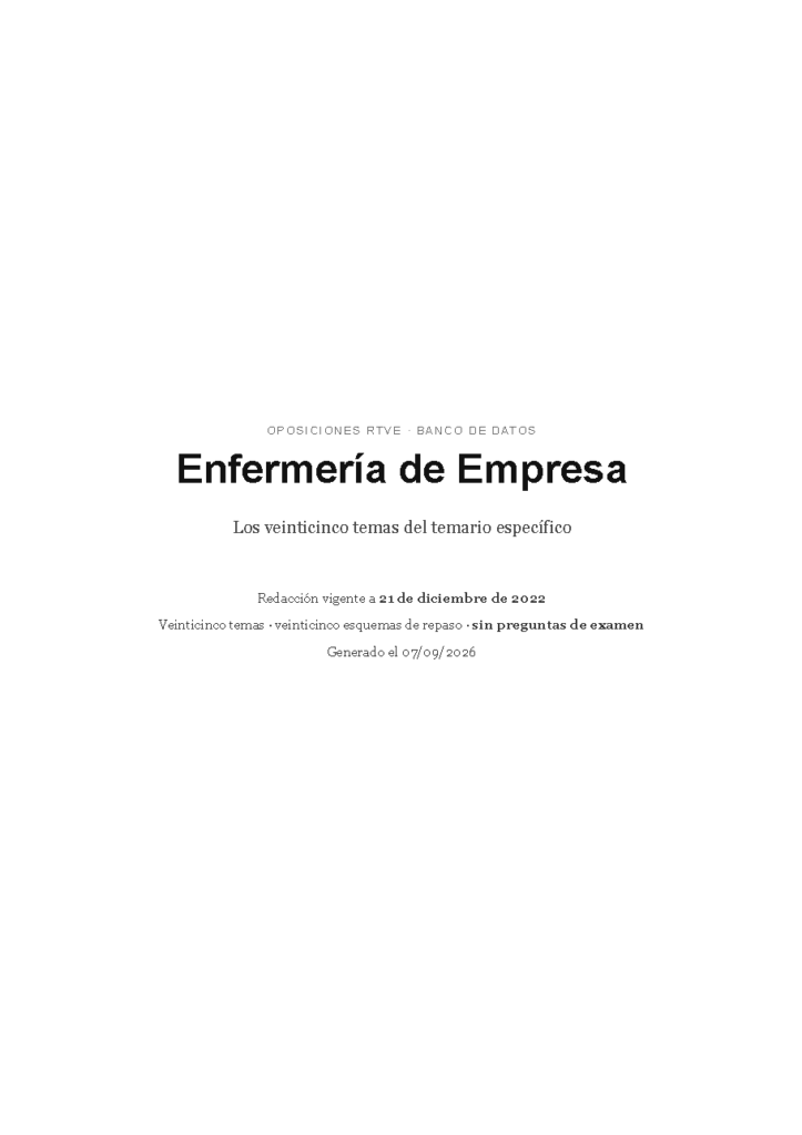 Enfermería de Empresa · Temario específico