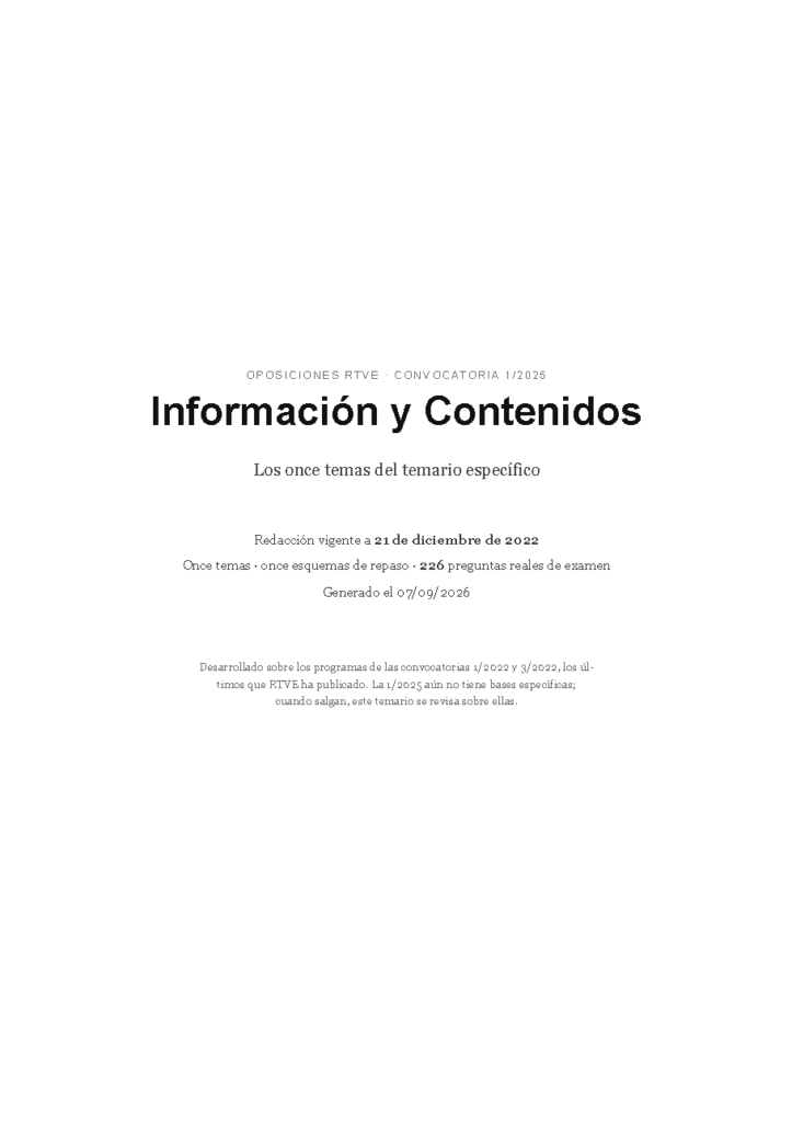 Información y Contenidos · Temario específico