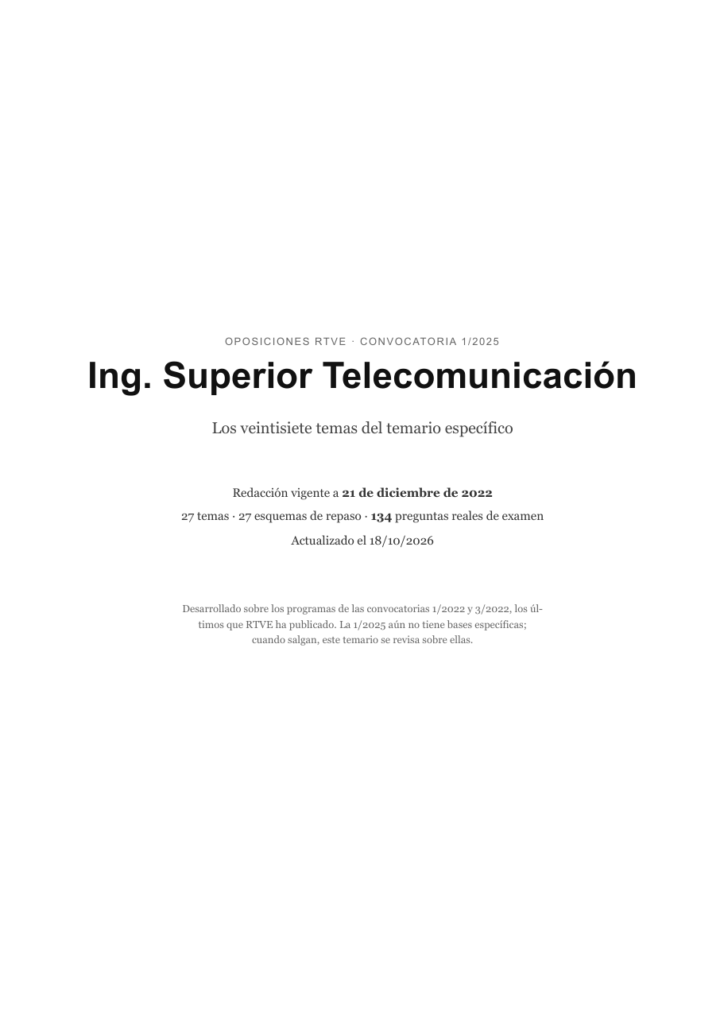 Ing. Superior Telecomunicación · Temario específico