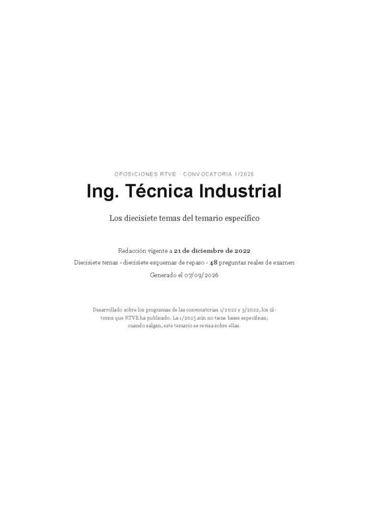 Ing. Técnica Industrial · Temario específico