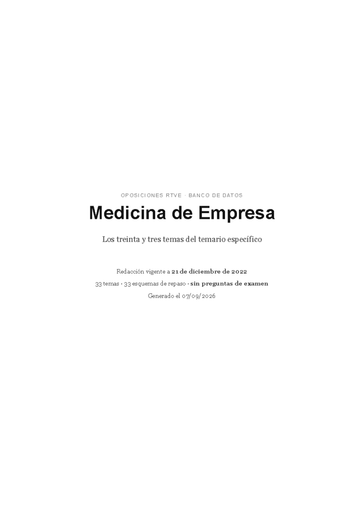 Medicina de Empresa · Temario específico