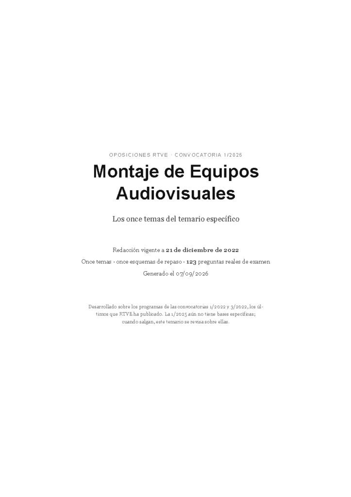 Montaje de Equipos Audiovisuales · Temario específico