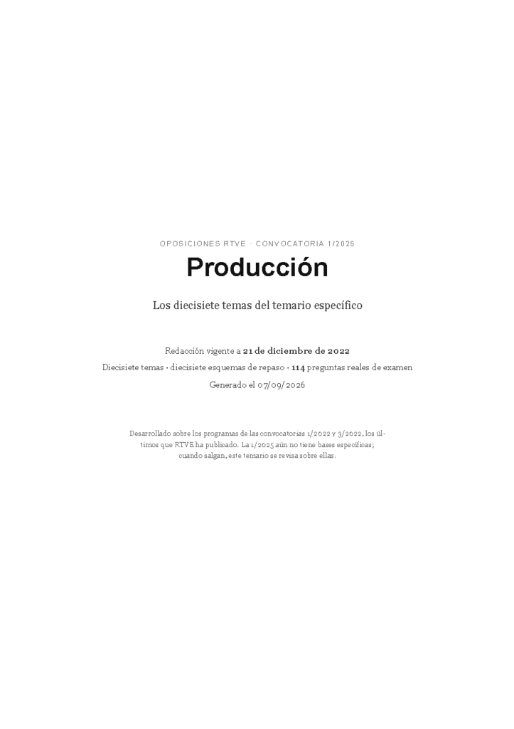 Producción · Temario específico
