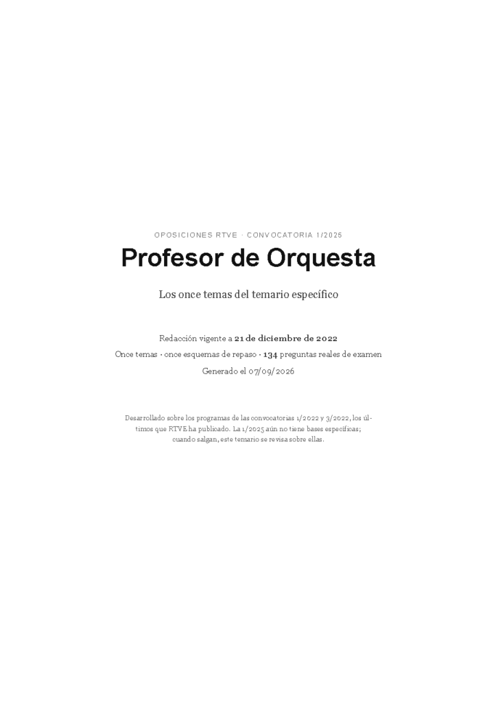 Profesor de Orquesta · Temario específico