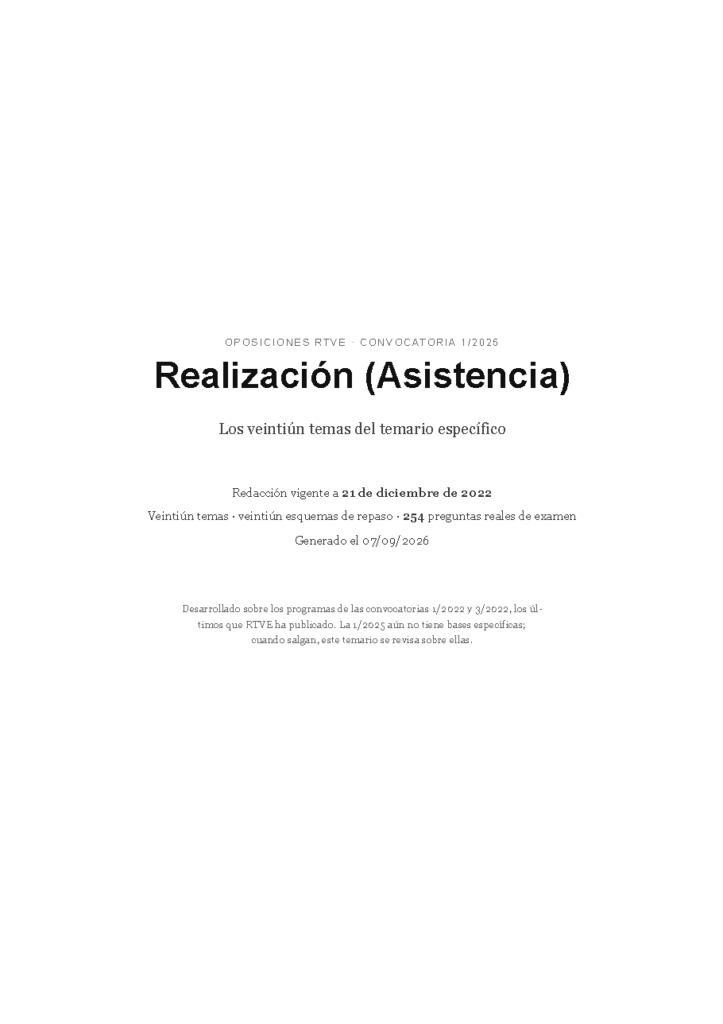 Realización (Asistencia) · Temario específico