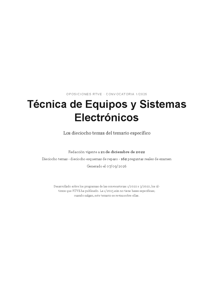 Técnica de Equipos y Sistemas Electrónicos · Temario específico