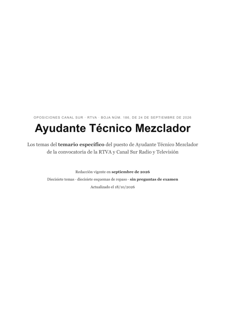 Ayudante Técnico Mezclador · Canal Sur