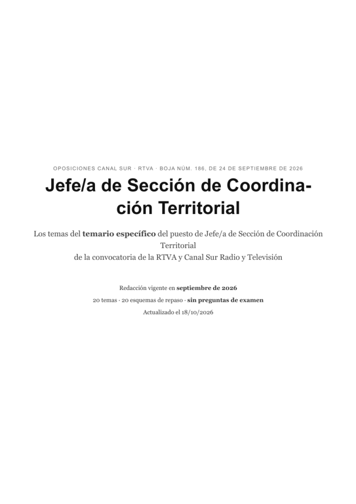 Jefe/a de Sección de Coordinación Territorial · Canal Sur