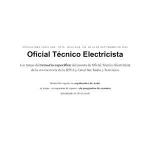 Portada del temario específico de Canal Sur