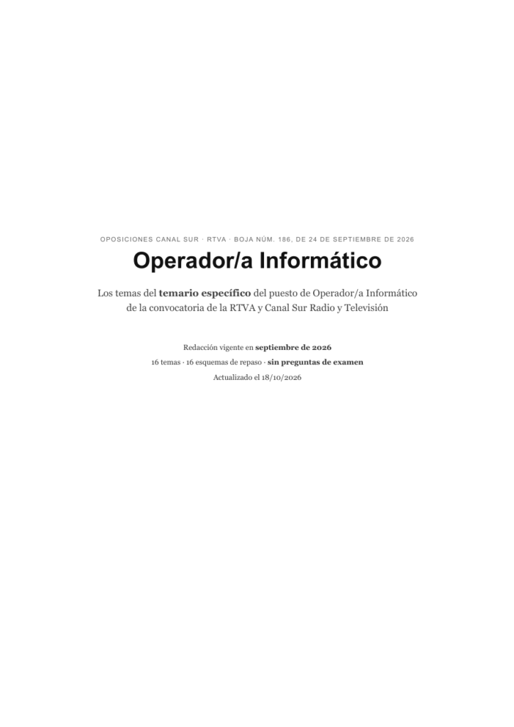 Portada del temario específico de Canal Sur