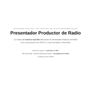 Portada del temario específico de Canal Sur