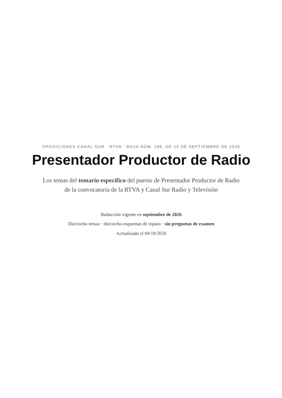 Portada del temario específico de Canal Sur